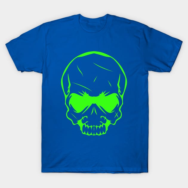 Scary Neon Green Skull Head T-Shirt by redhornet